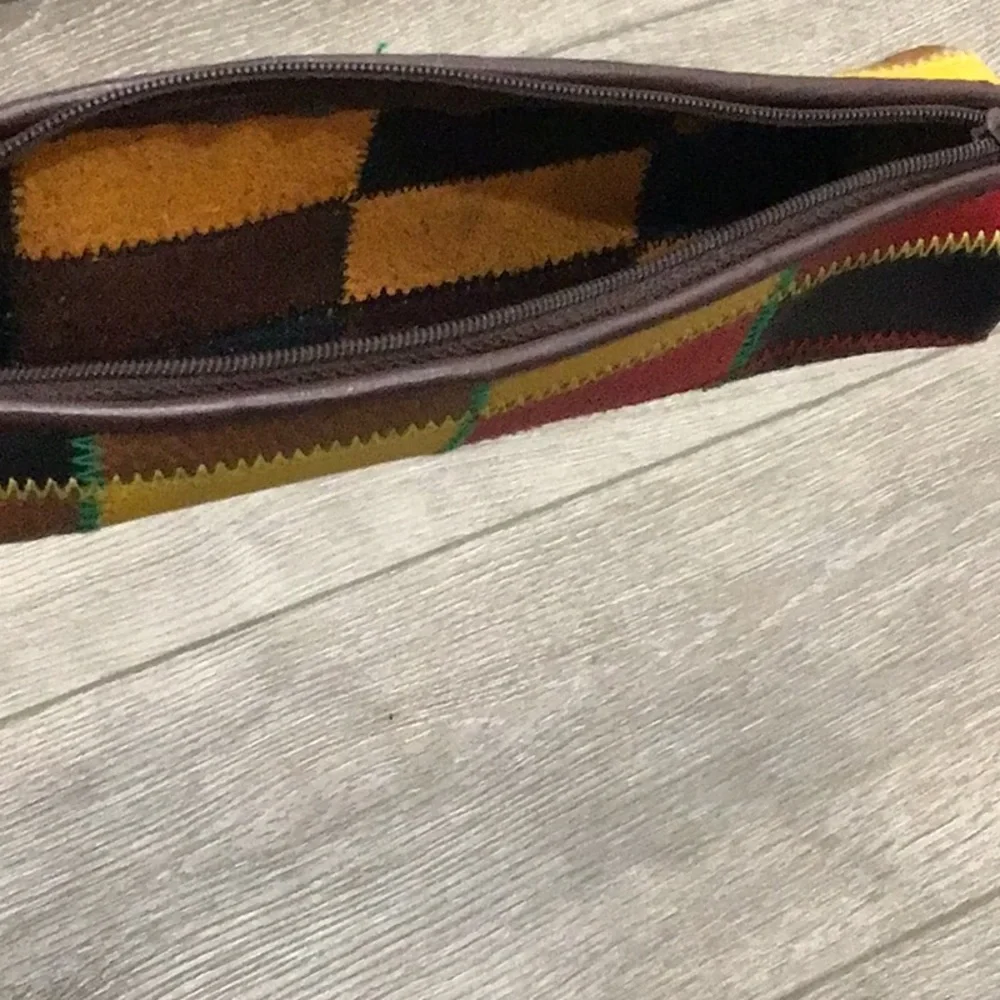 Leather Patchwork Zip Pouch